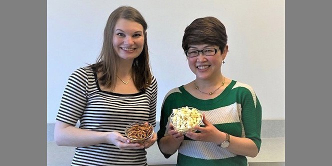 Aubrey Dunteman (left) and Soo-Yeun Lee, Department of Food Science and Human Nutrition, conducted a comprehensive review of sodium reduction strategies in food production