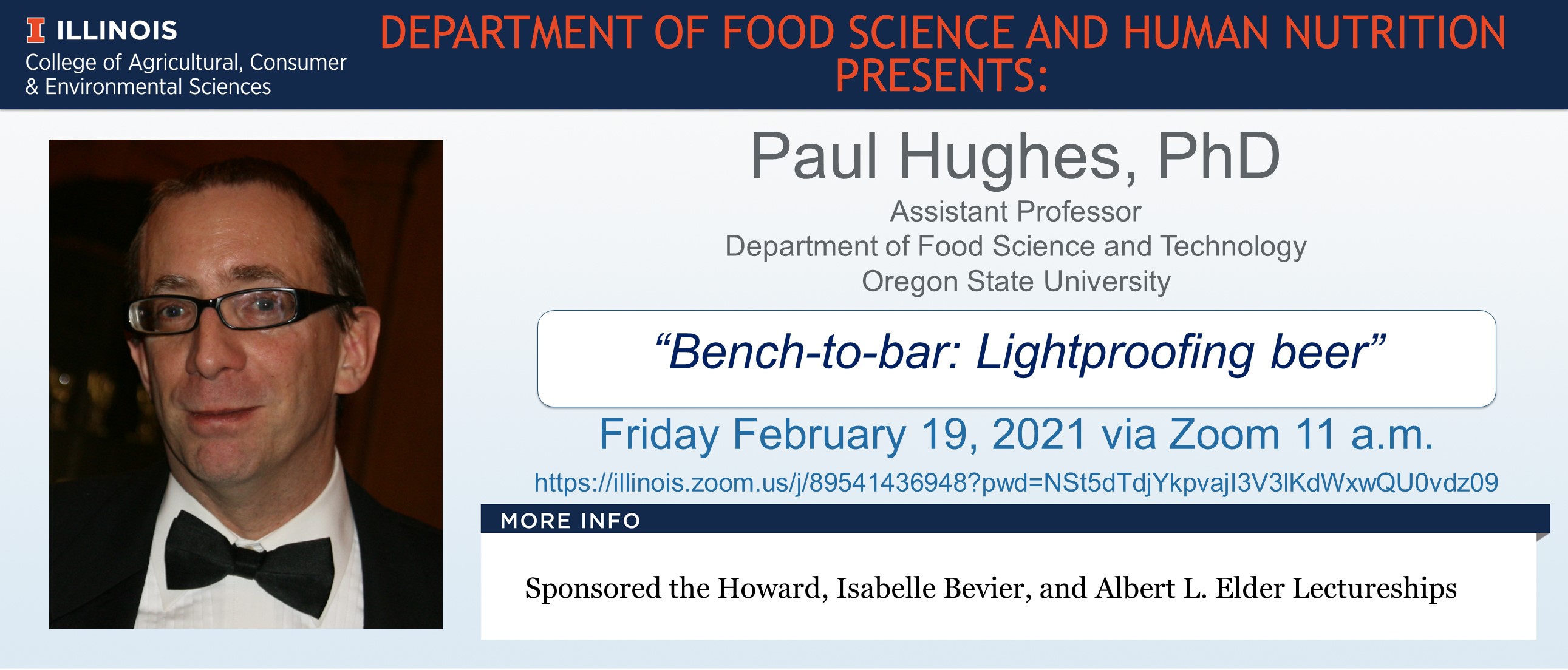 Paul Hughes, PhD Assistant Professor Department of Food Science and Technology annoucement