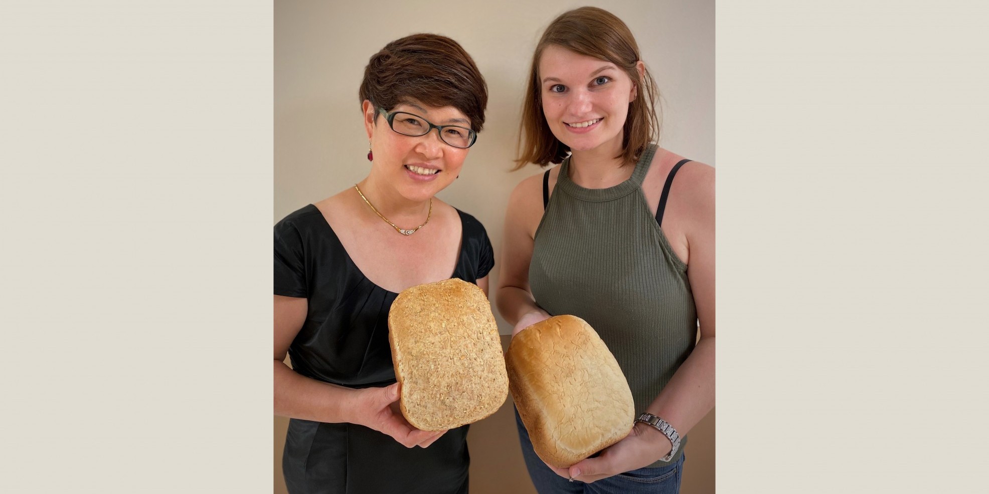 In a new study, food science professor Soo-Yeun Lee (left) and graduate student Aubrey Dunteman explore ways to reduce sodium in bread without sacrificing taste and functionality.