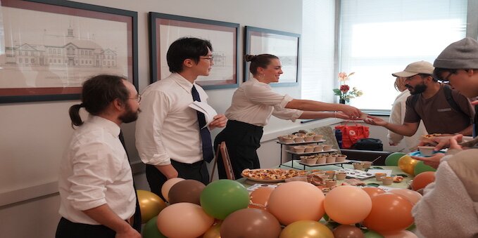 Students selling treats to other students. 