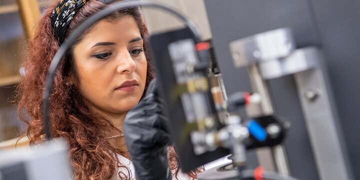 Student working in lab.