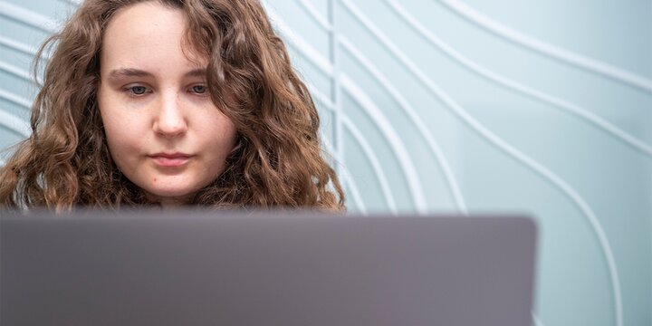 Student working on a computer.