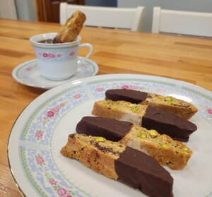 Dark Chocolate Pistachio Biscotti by Natalie Kitner