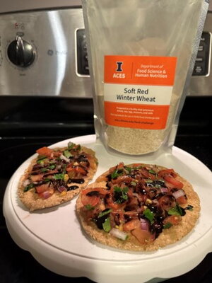 Low Fat Red Wheat Flatbreads w/Tomato Salsa and Balsamic Glaze by Maddie Rankin