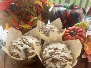 Pumpkin Muffins w/Pumpkin Spiced Crumble and Maple Glaze by Caleb Vogel